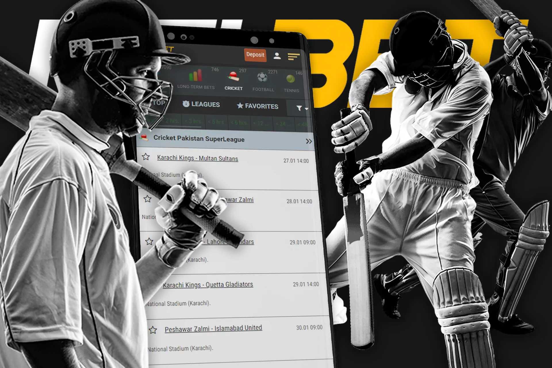 Place bets on cricket tournaments in the Melbet app.