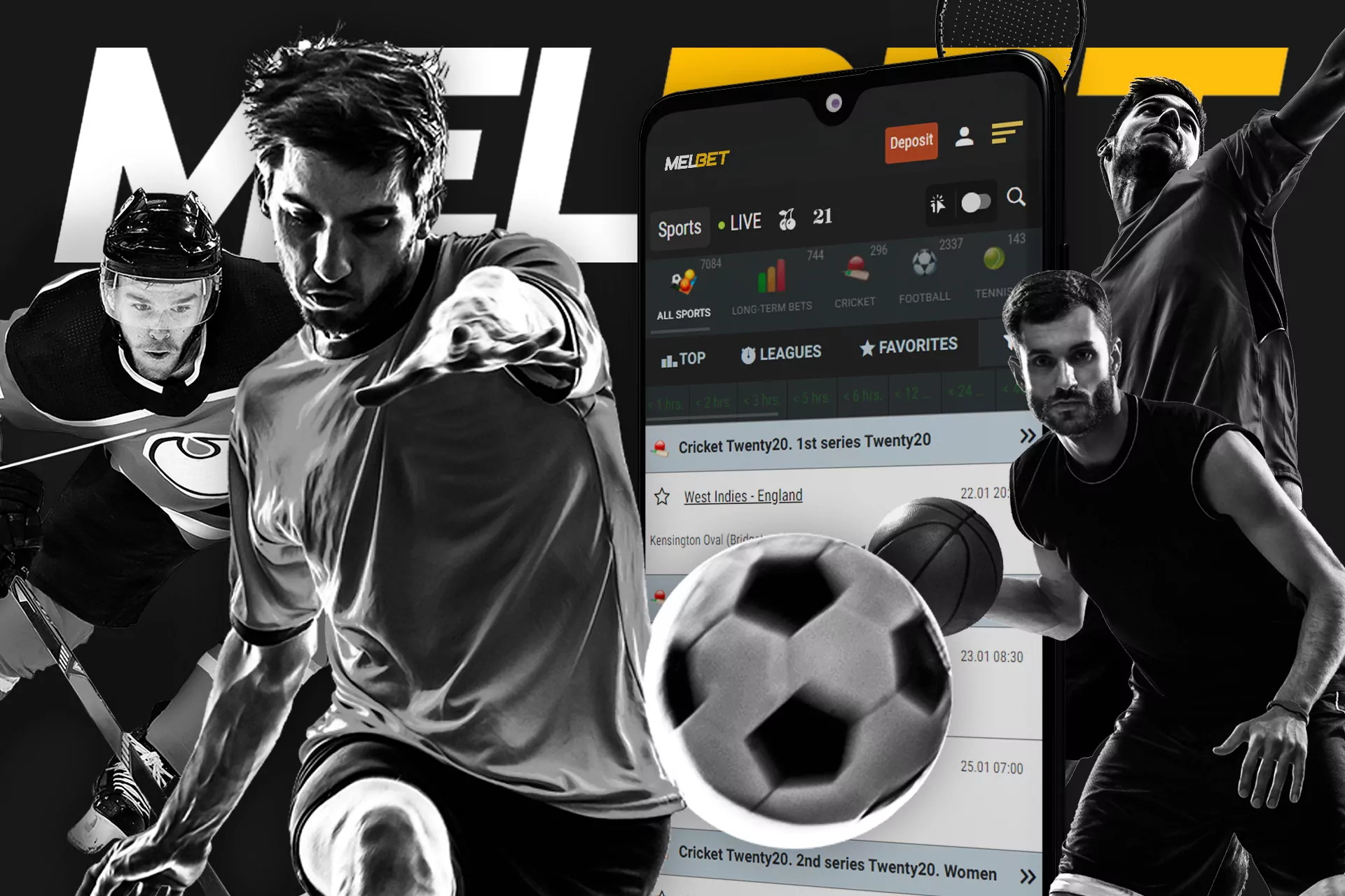 Bet on popular sports through the Melbet app.