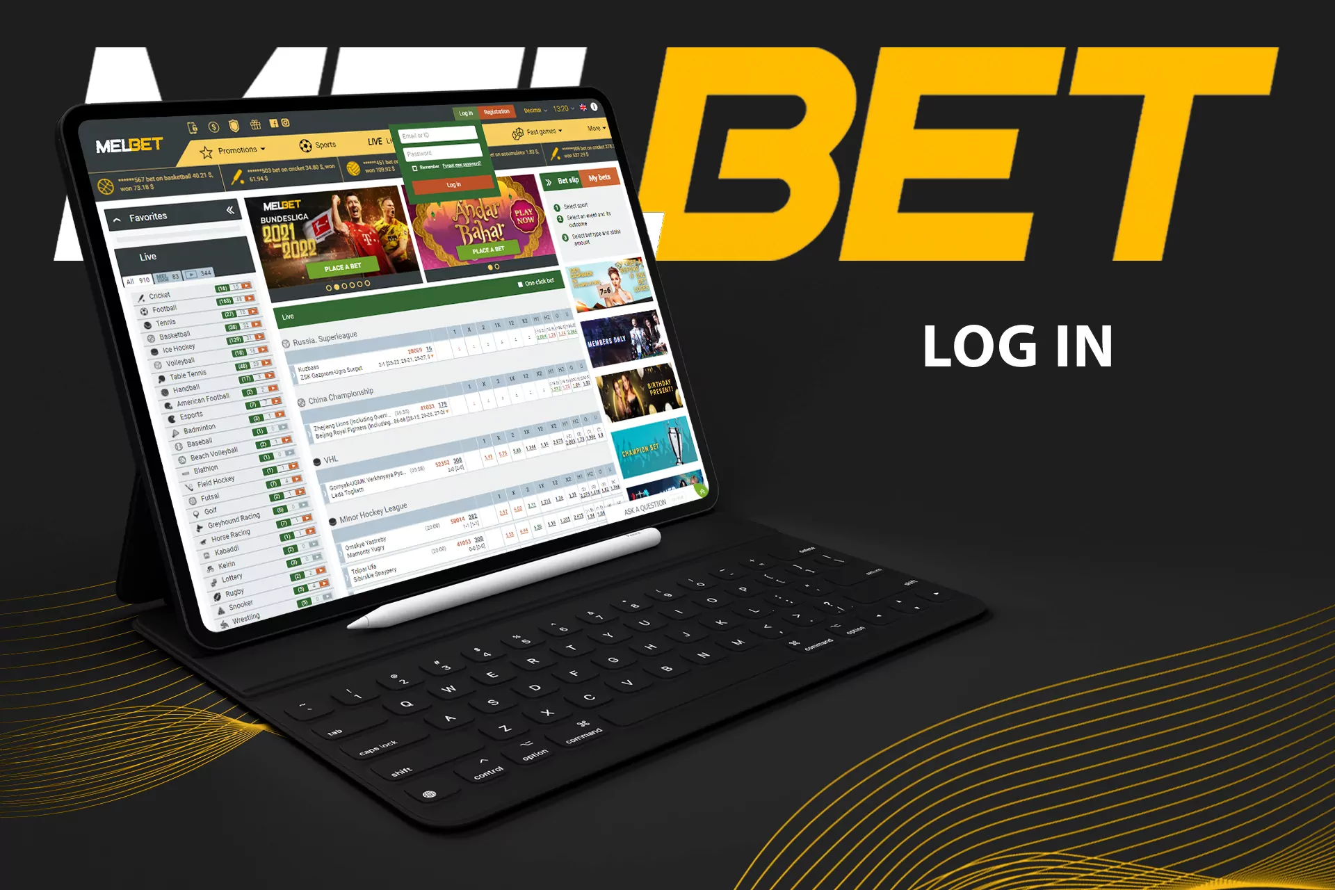 Log in to your account to deposit at Melbet.