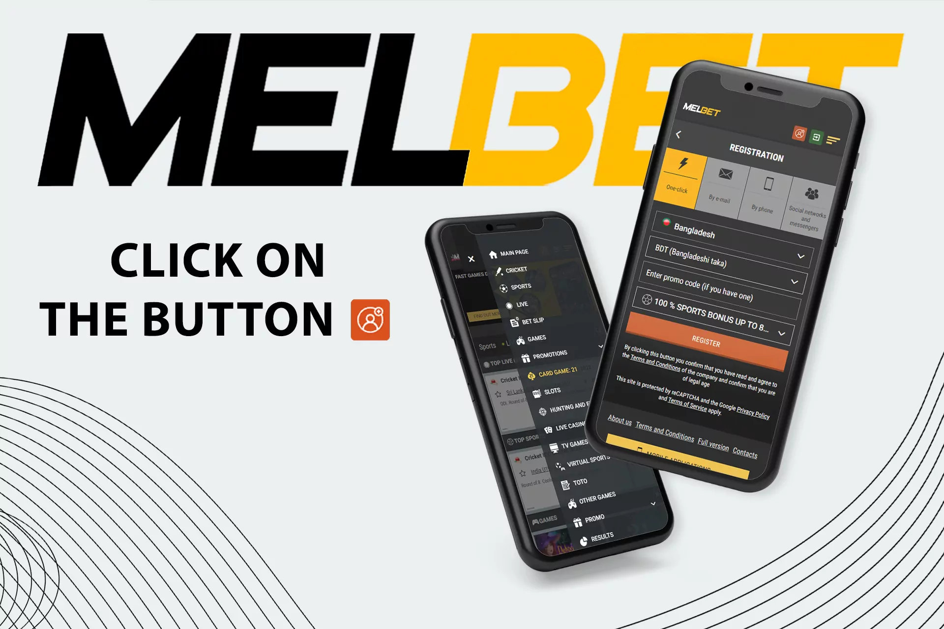 Click on the registration button to create a Melbet account.