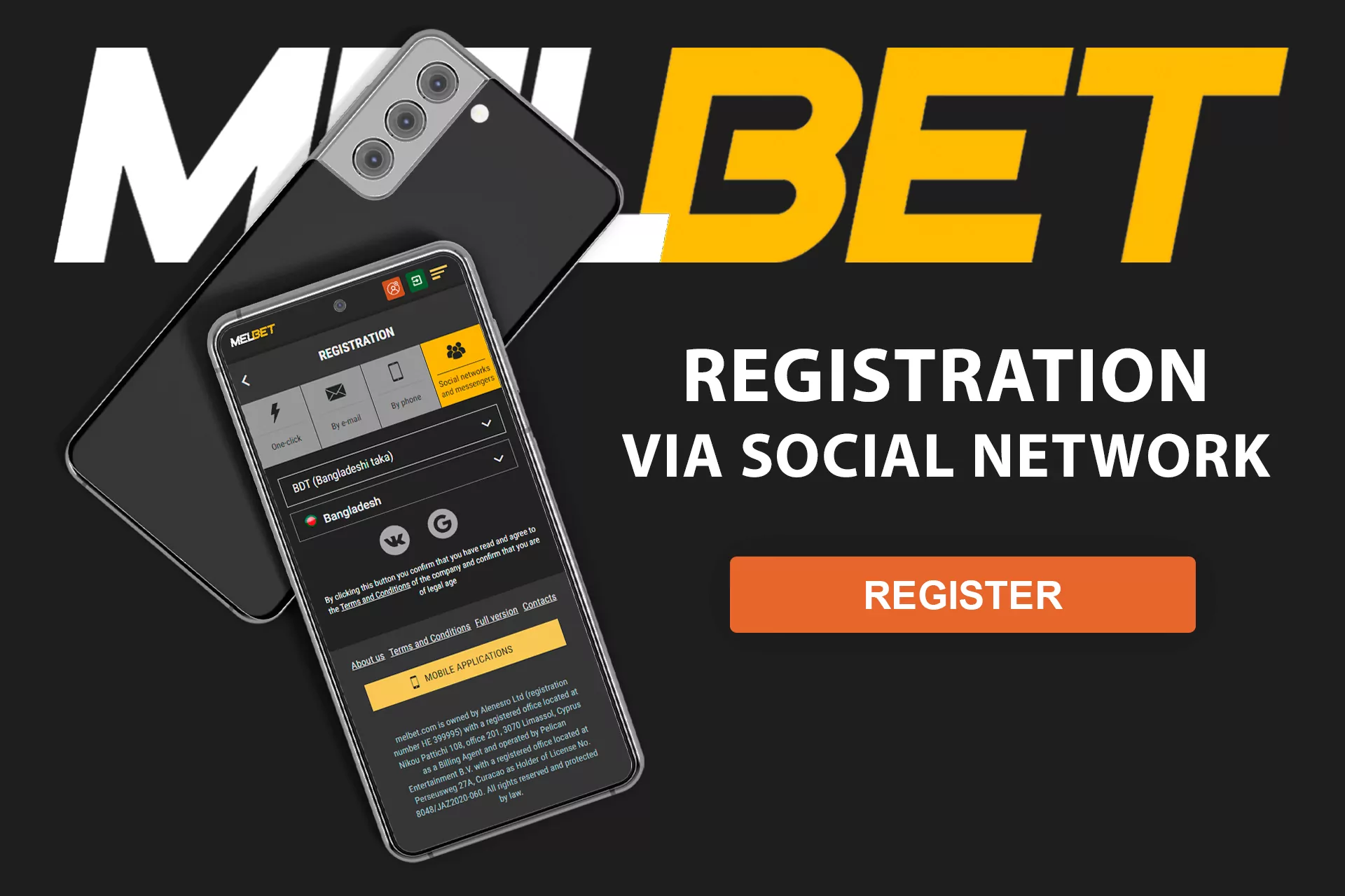 You can quickly register at Melbet with a social network account.