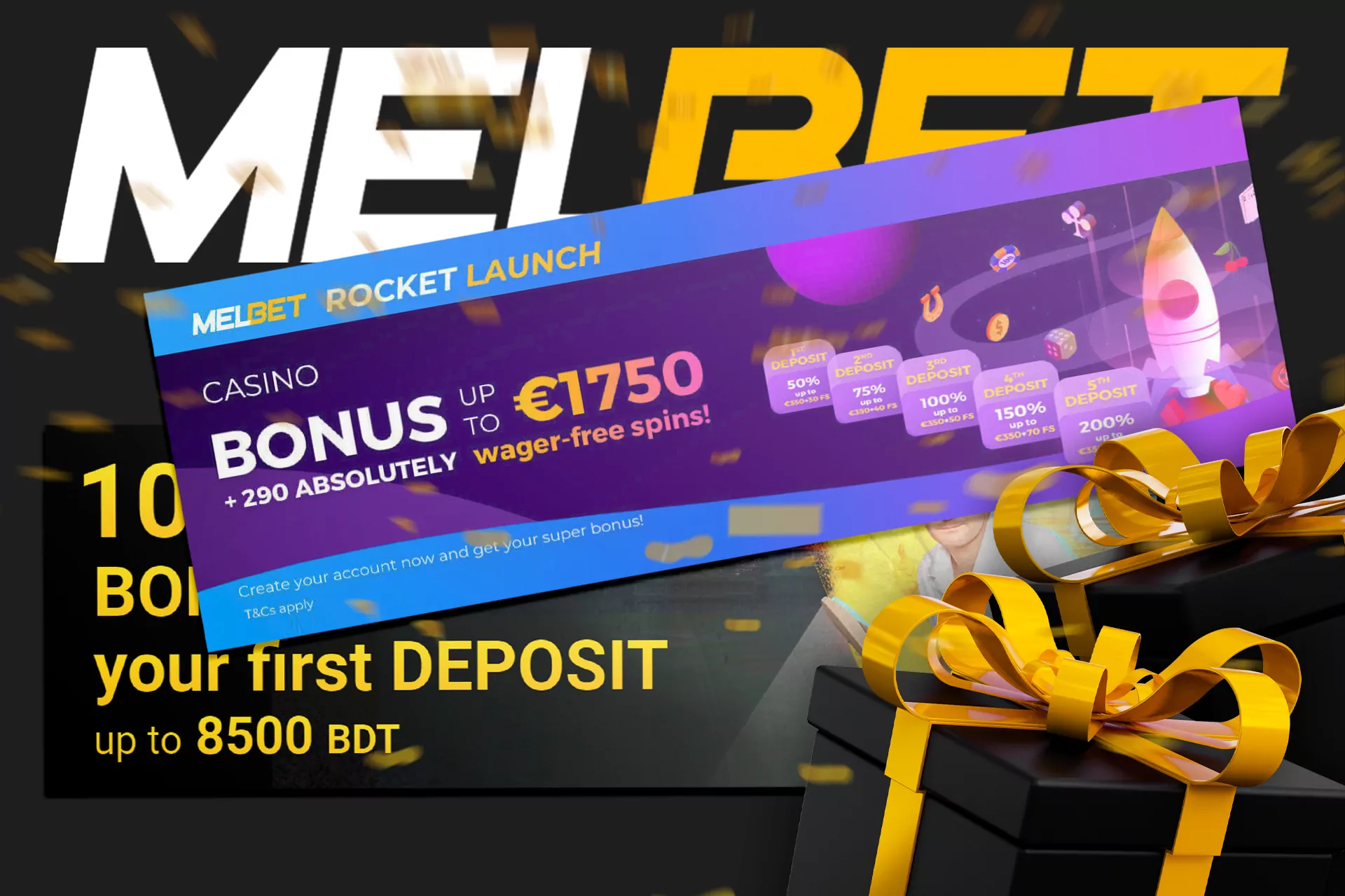 Get Melbet welcome bonus of 100% up to 10,000 BDT for sports betting.