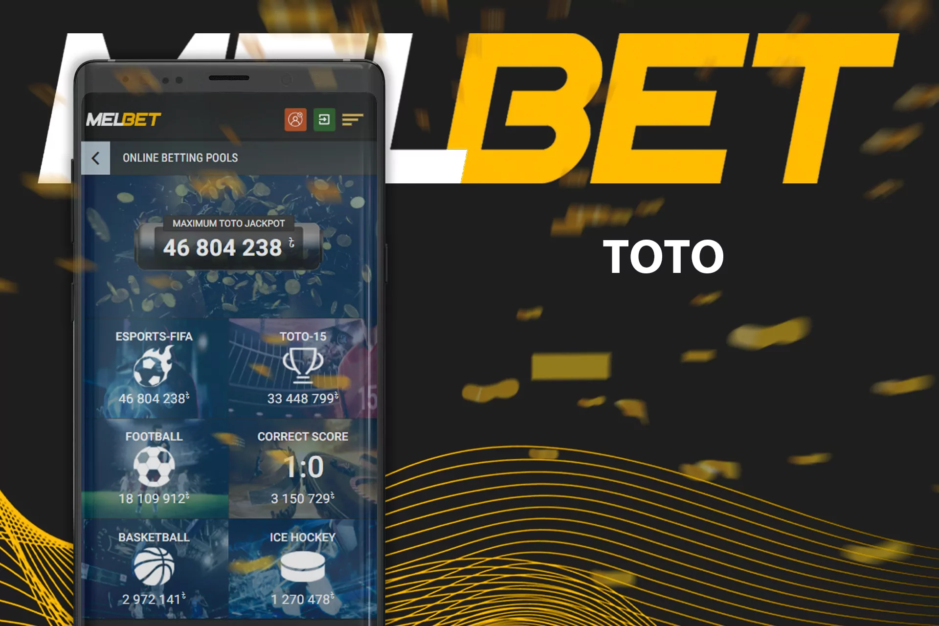 Play TOTO games in the Melbet casino and win a jackpot.