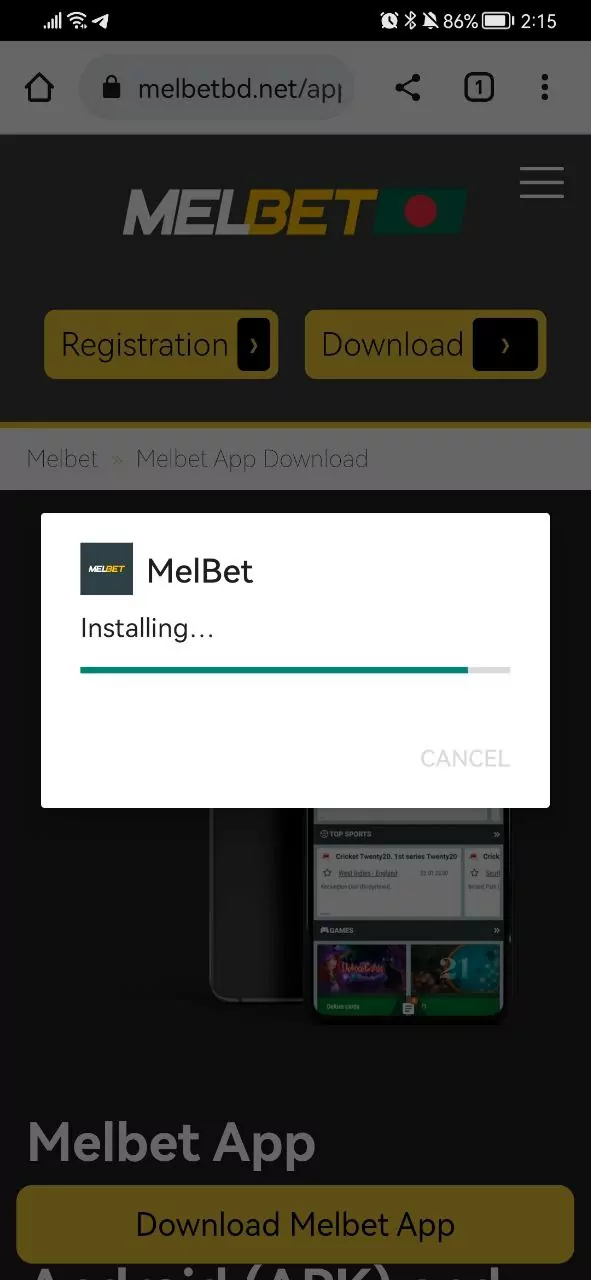 Find the Melbet APK file in the download folder and proceed with the installation.