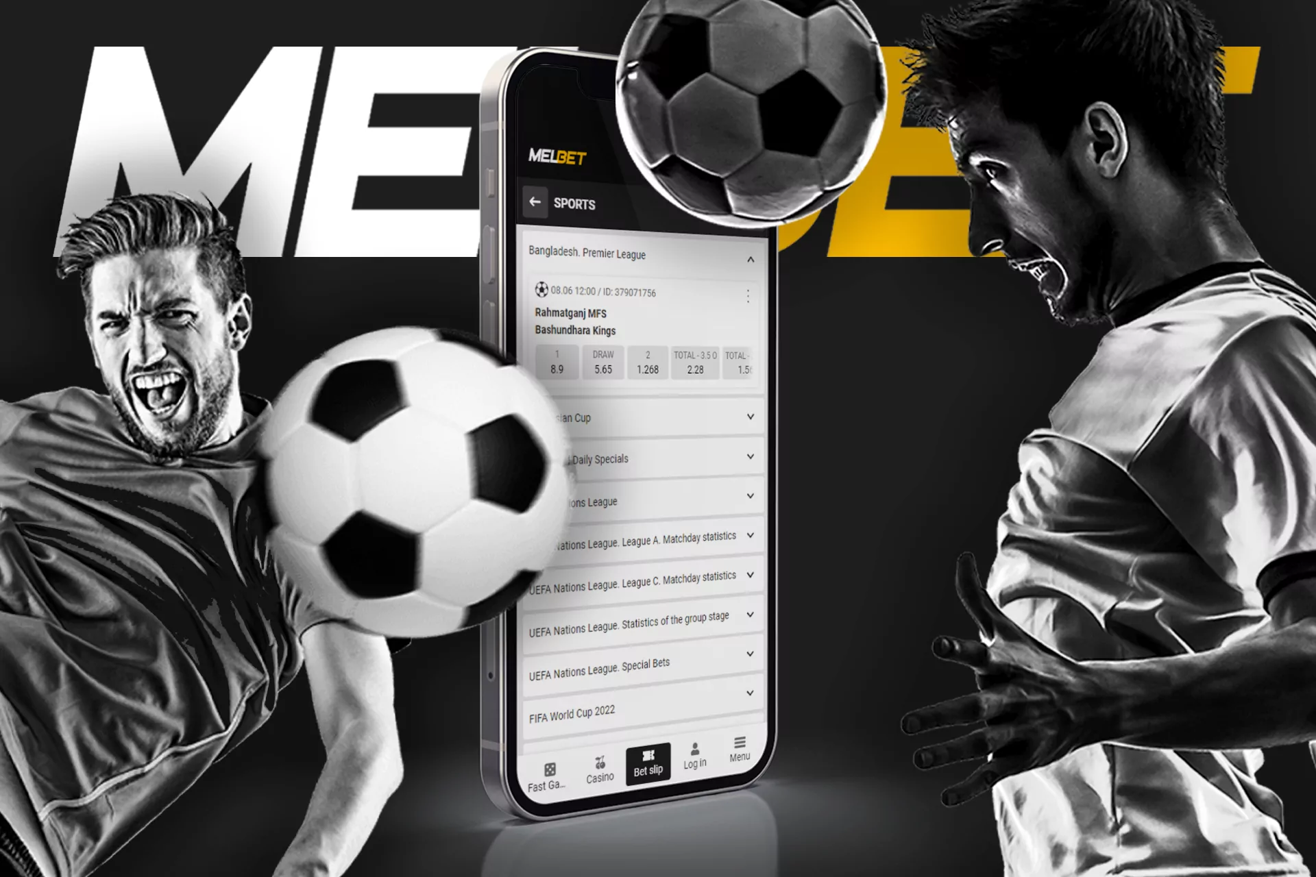 You can place bets on football events in the Melbet app.