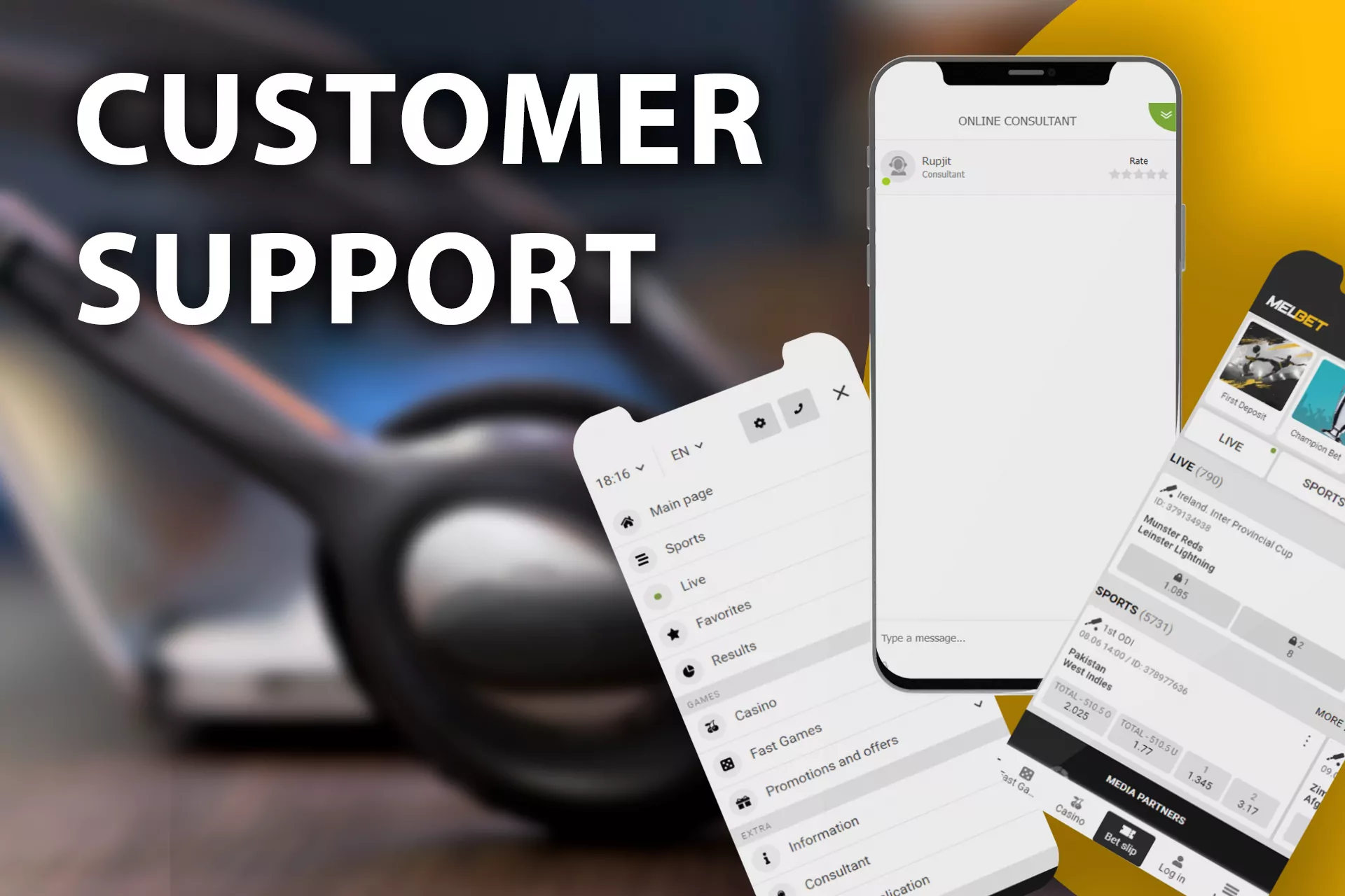 You can contact customer service team in the Melbet app.