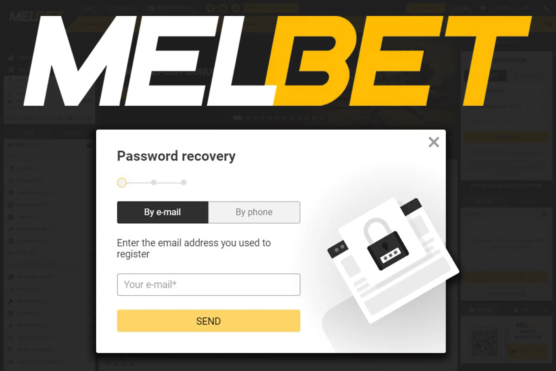 Recover Melbet account with your email.