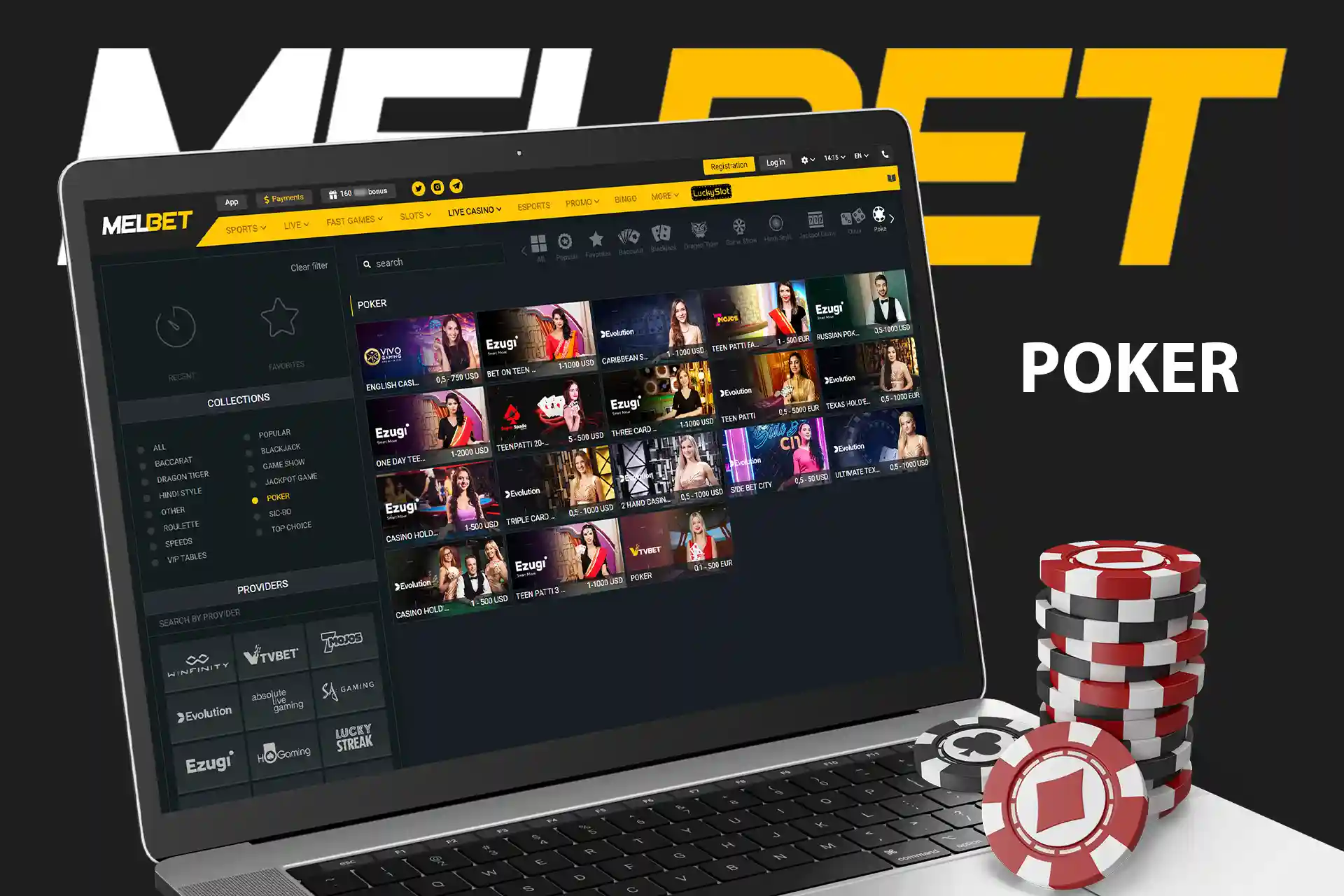 Play poker at Melbet casino and hone your skills.
