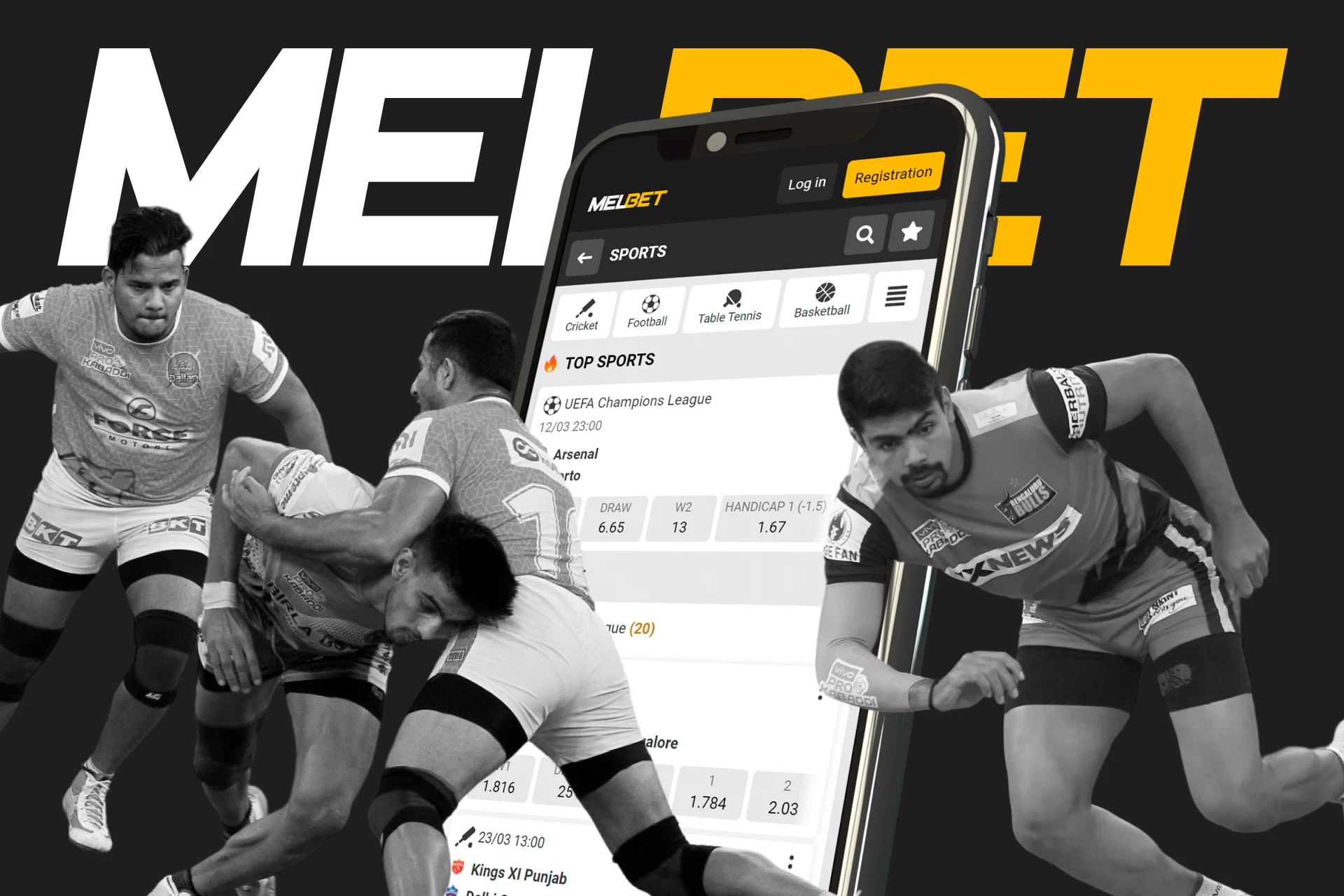 Place your bets on Kabaddi through the Melbet mobile app.