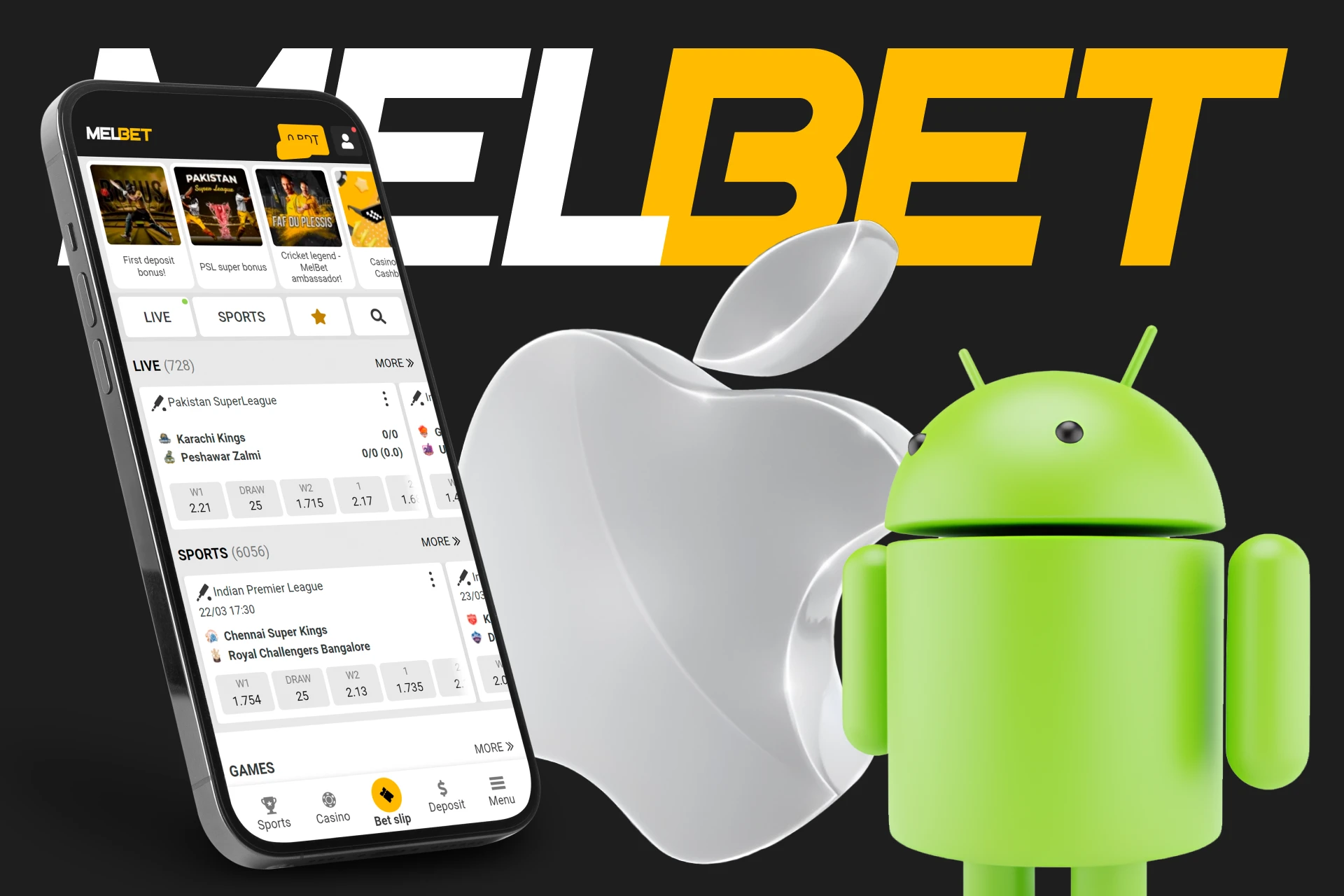 Melbet has an app for iOS and Android users.