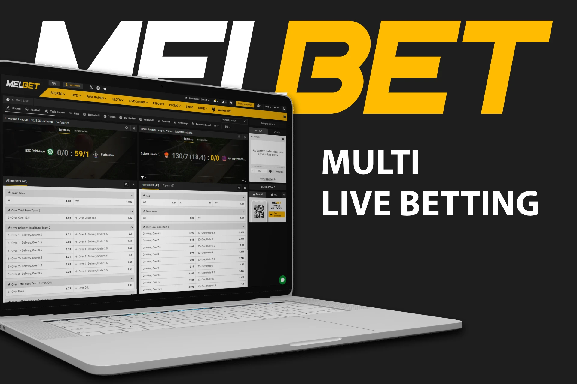 You can bet with multi live betting option at Melbet.