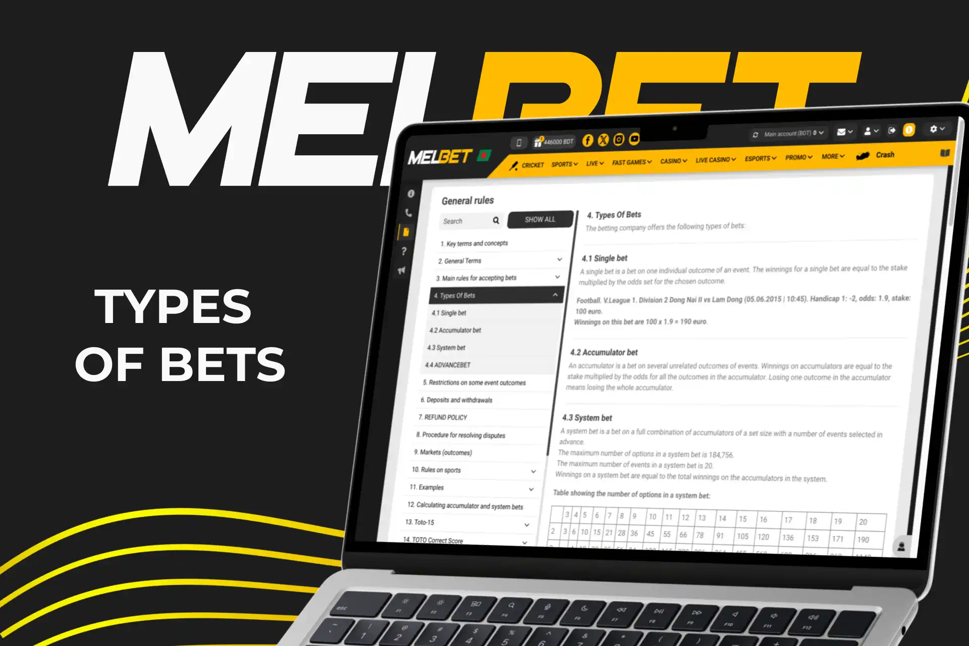 Explore all bet types on Melbet and find the best strategy to balance risk and reward.