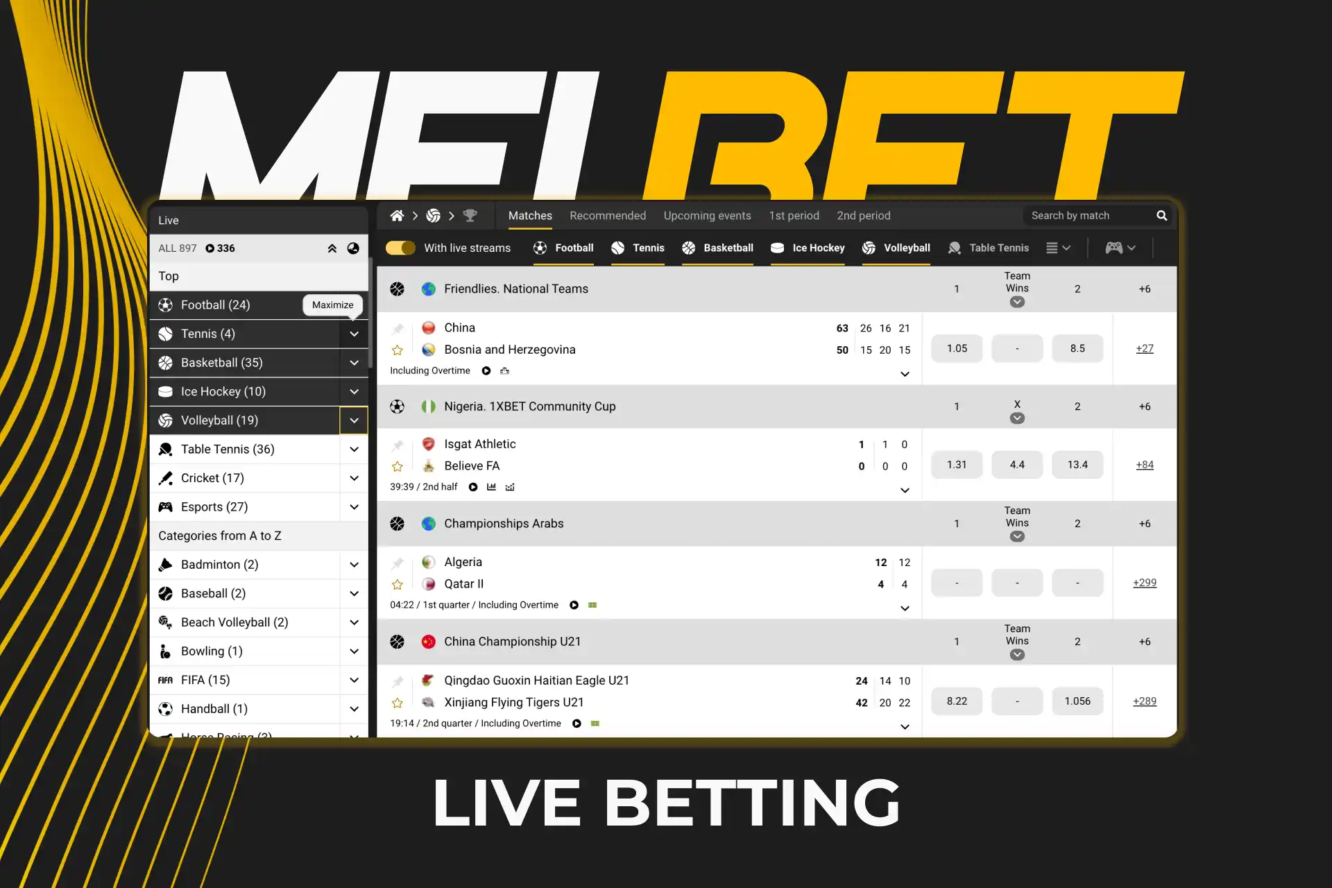 et live on Melbet and react to the game’s action as the odds change fast.
