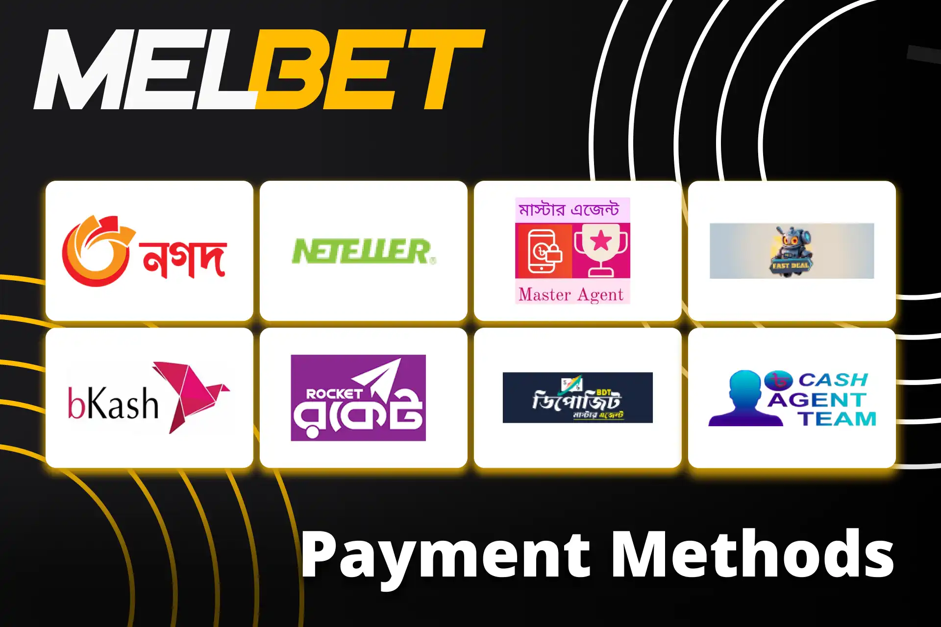 Melbet app provides popular payment methods in Bangladesh.