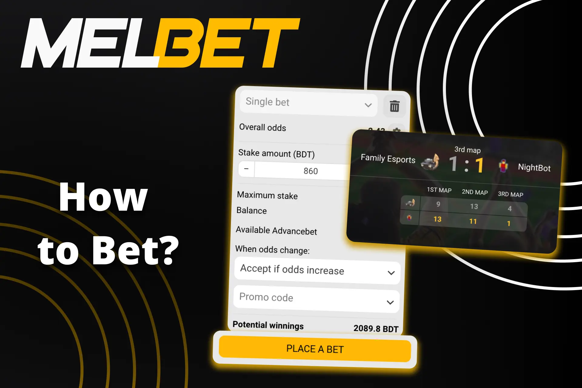 Go to the esports section on Melbet to bet.