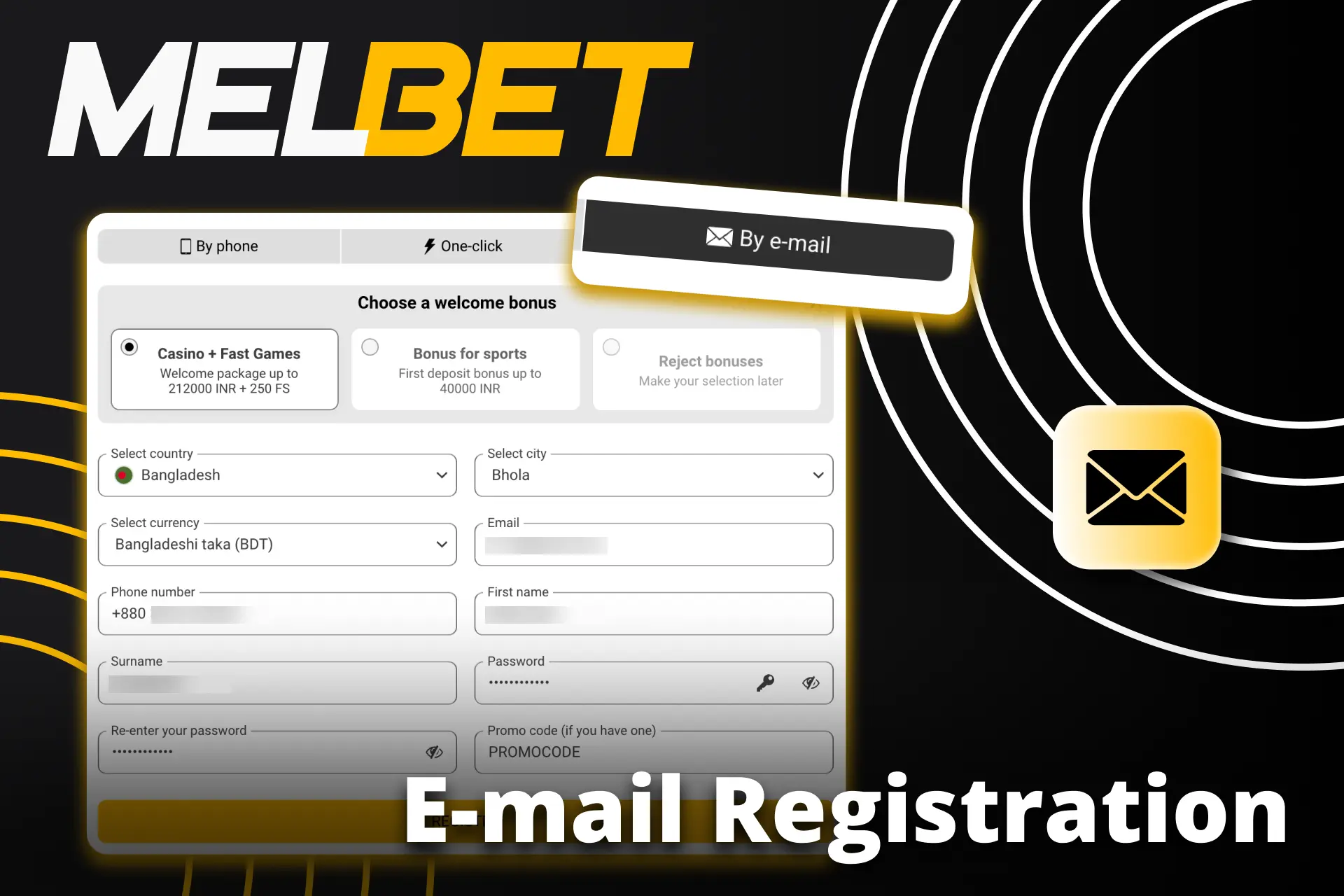 You can use your email to register at Melbet.