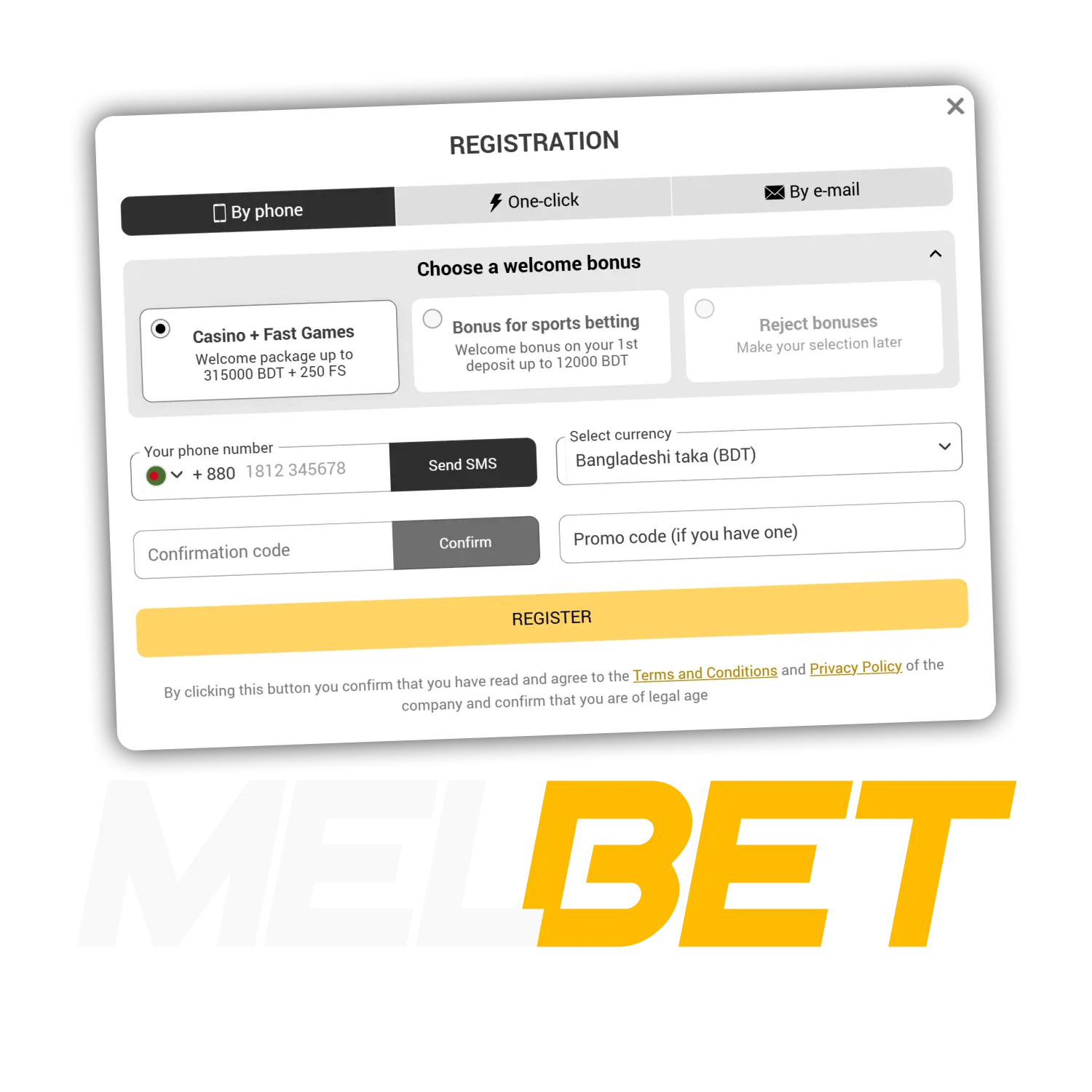 Register and verify your Melbet account via the website or app.