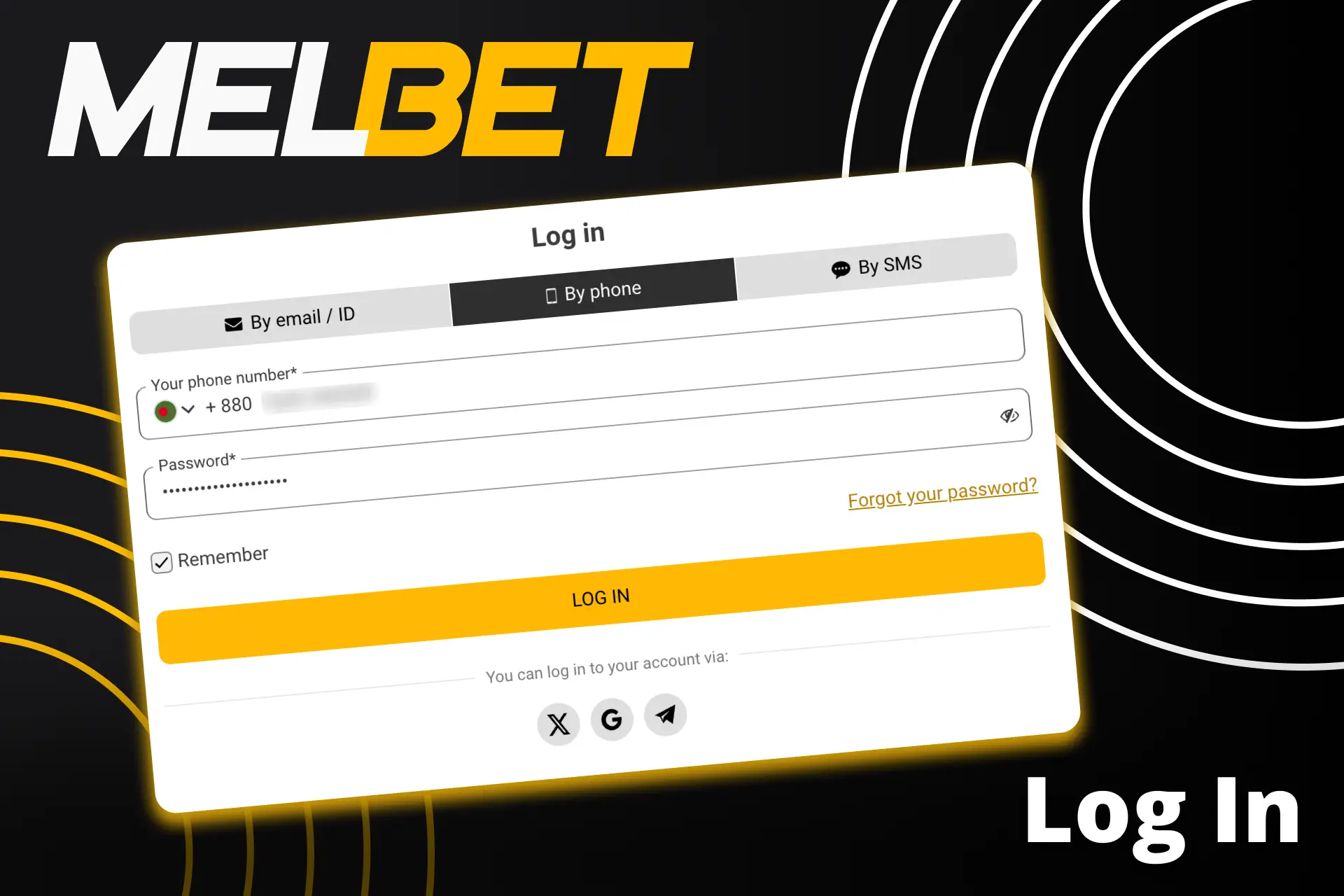 To log in to your Melbet account follow the instructions and enjoy the game.