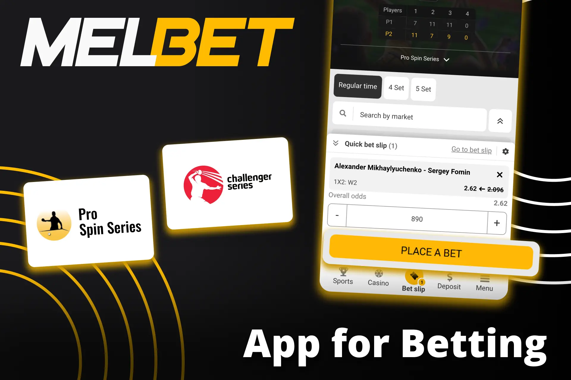 Use your smartphone to bet on Melbet Table Tennis.