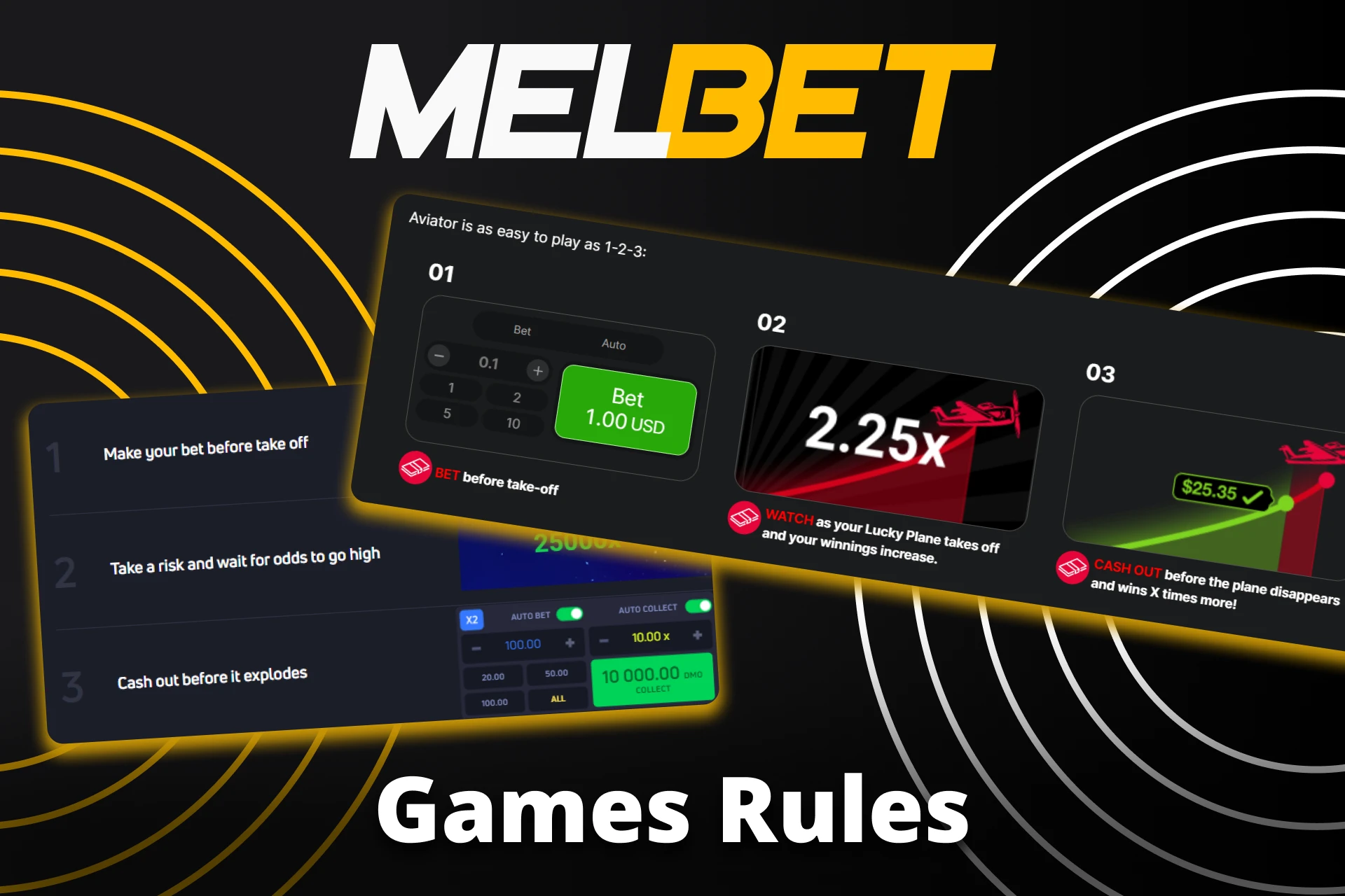 Learn the game rules for winning crash games on Melbet.