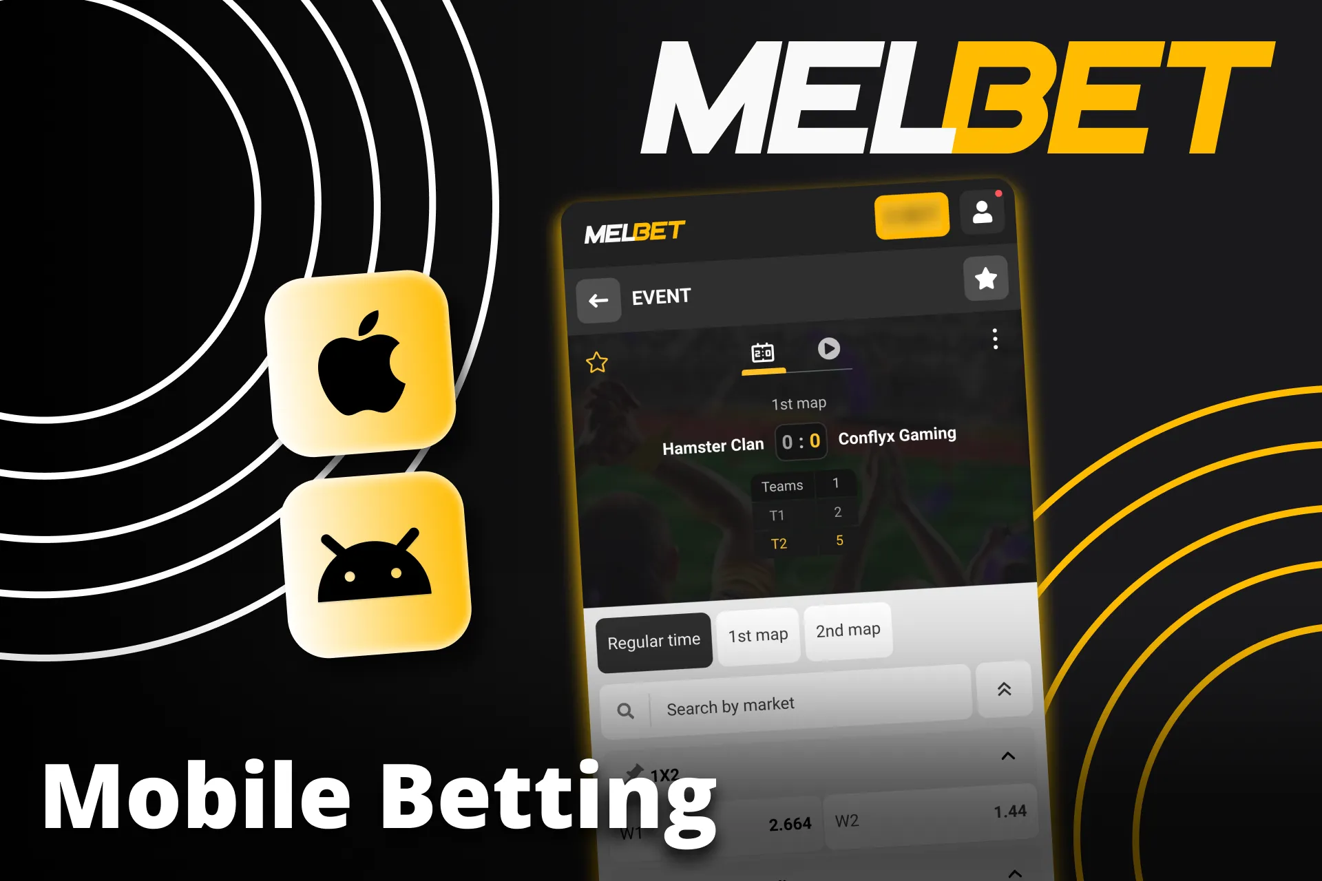 Bet on CS2 anytime with Melbet mobile app.