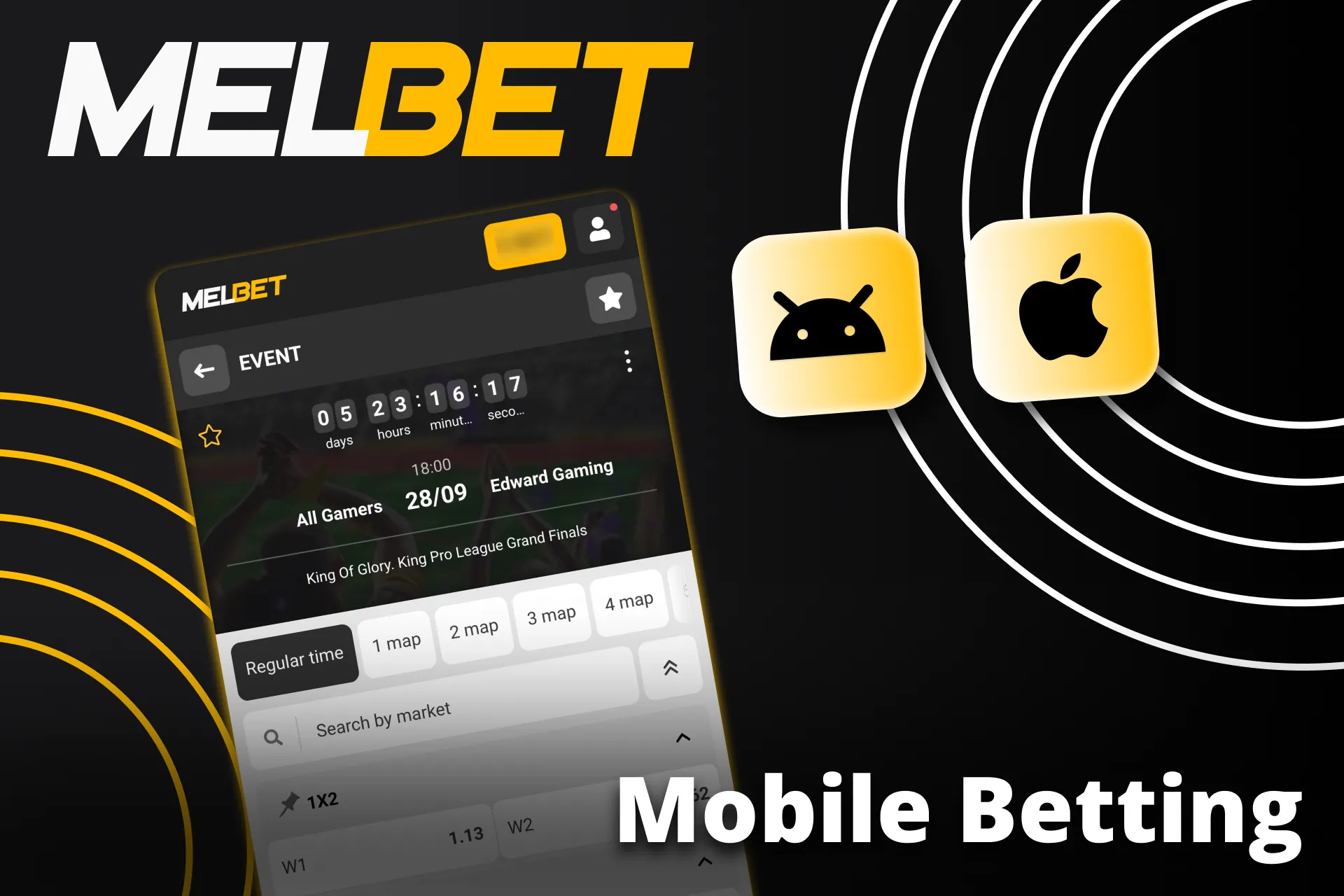 Bet on King of Glory anywhere with Melbet mobile app.