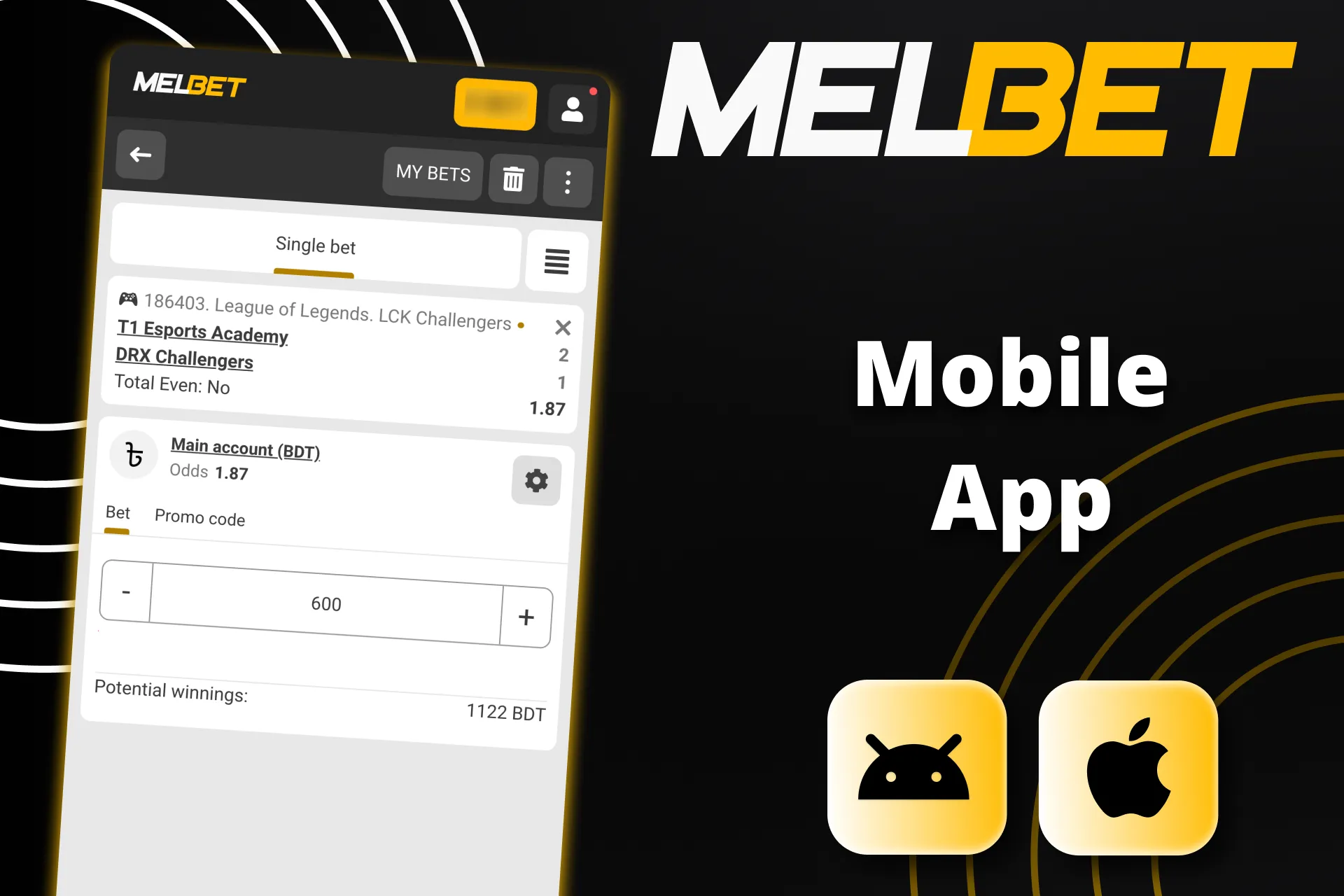 Use Melbet app for LoL, place live bets instantly.