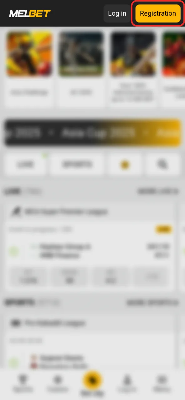 Create your Melbet account, start LoL betting instantly.