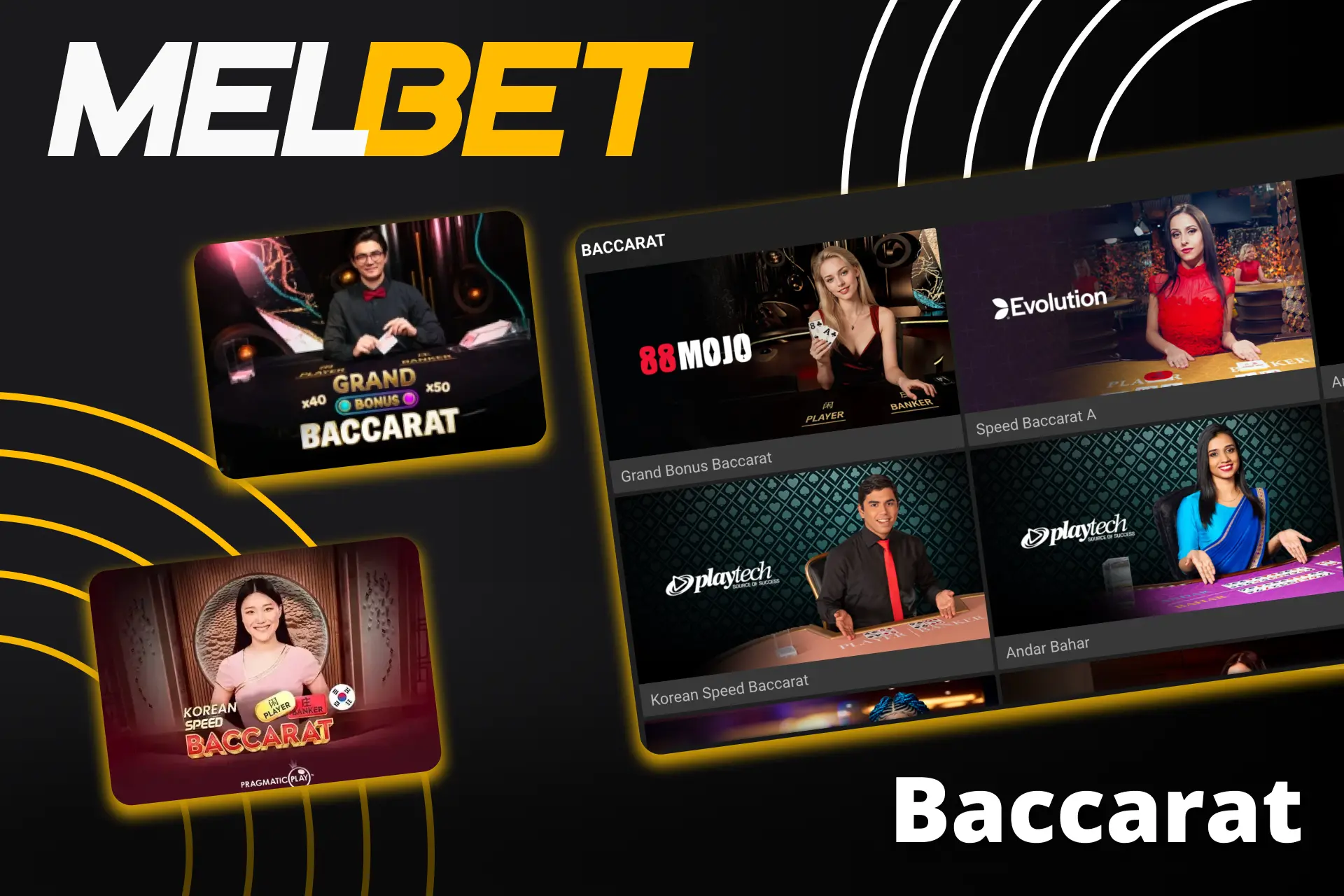 Enjoy Dragon Tiger and classic Baccarat at Melbet Casino.