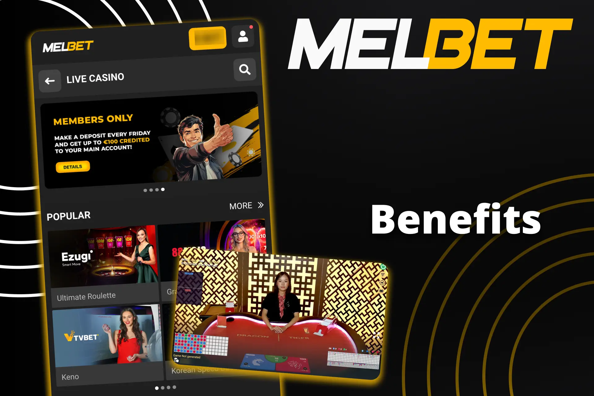 Enjoy real dealers and authentic live casino games at Melbet.