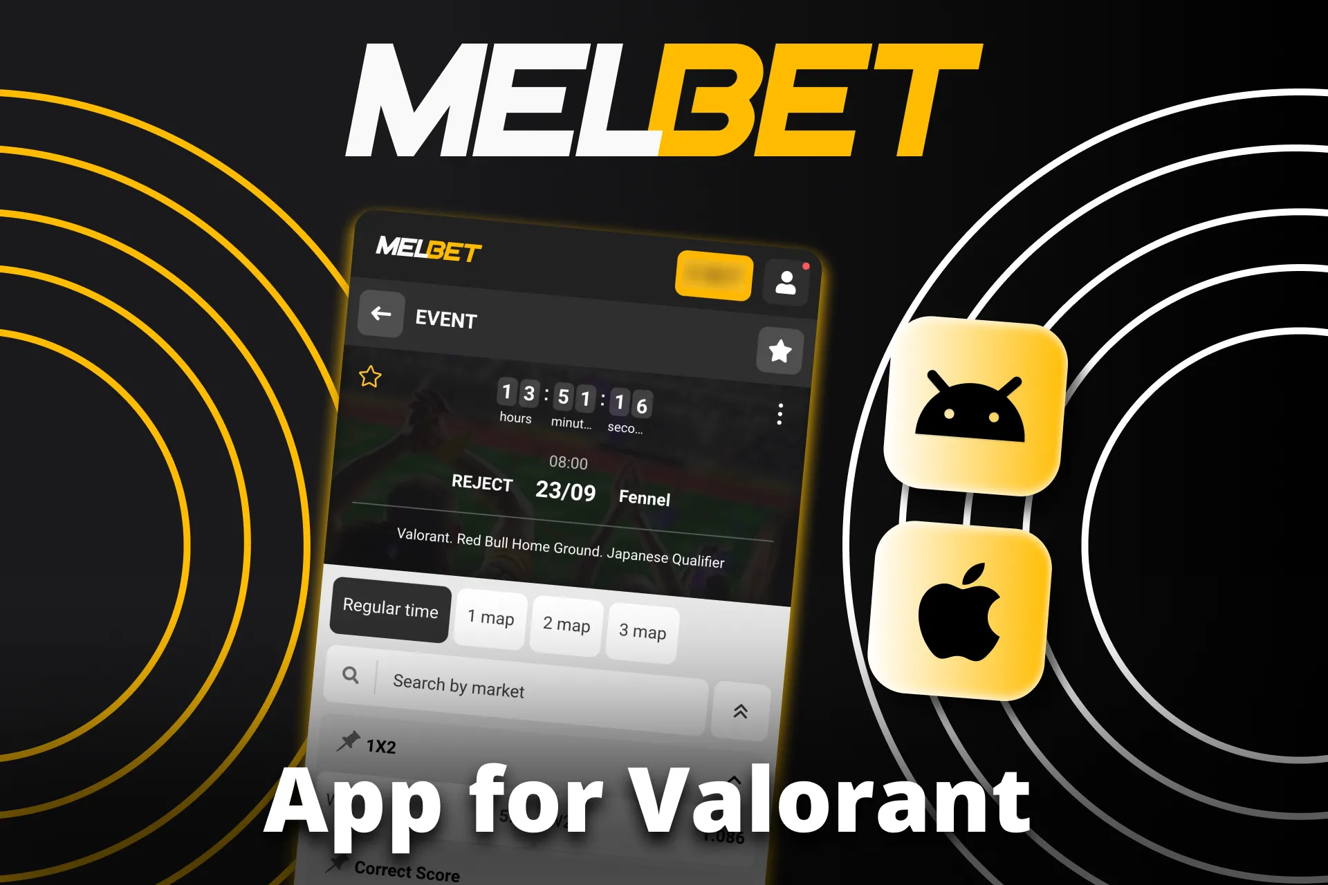 Bet on Valorant anytime with Melbet mobile app.