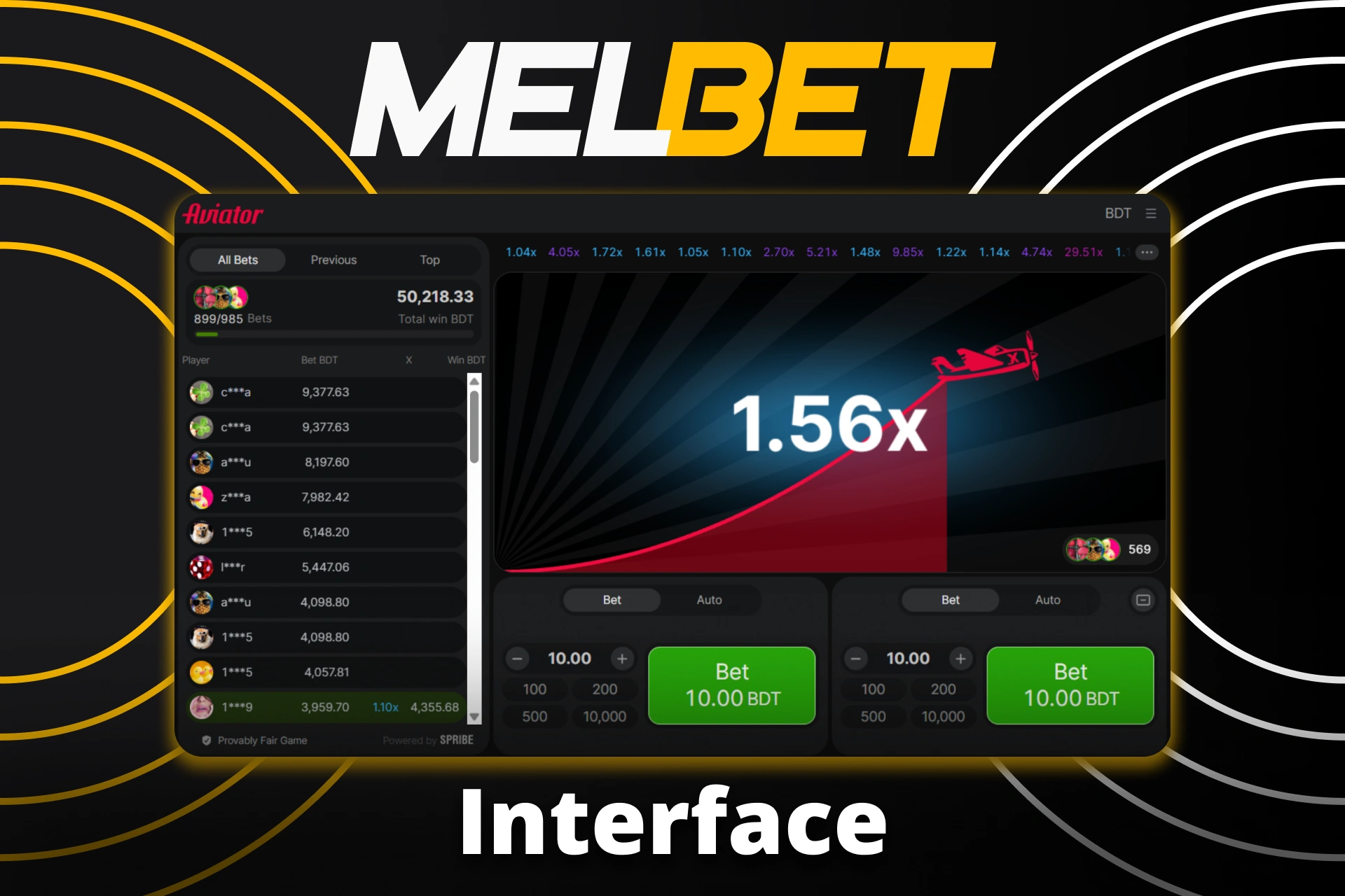 Navigate the main game interface on Melbet to place your bets quickly.
