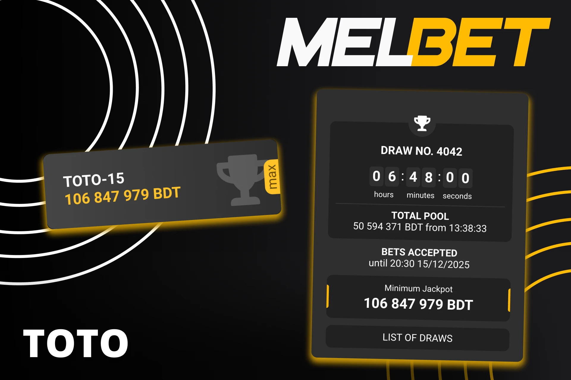 Melbet TOTO মেশিনে একটি জ্যাকপট জিতে নিন।